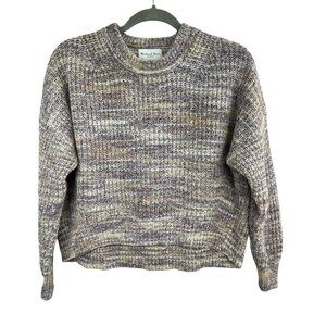 Michael Stars Cotton Blend Marled Knit Pullover Hi-Lo Boxy Crew Sweater Womens M